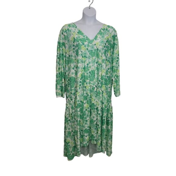 NEW ASOS v-neck long sleeve frill midi dress 70s green floral print oversized 14 NEW ASOS v-neck long sleeve frill midi dress 70s green floral print oversized 14